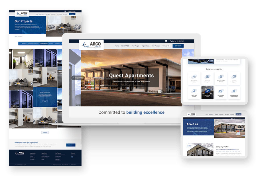 Idesignbibl created the website for construction company ARCO to present their services